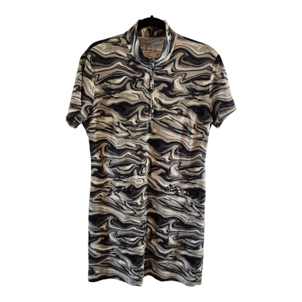 U IBKUL WOMENS CAMOUFLAGE  DRESS SIZE XL SHORT SLEEVE 2 FRONT ZIP POCKETS LIGHT
